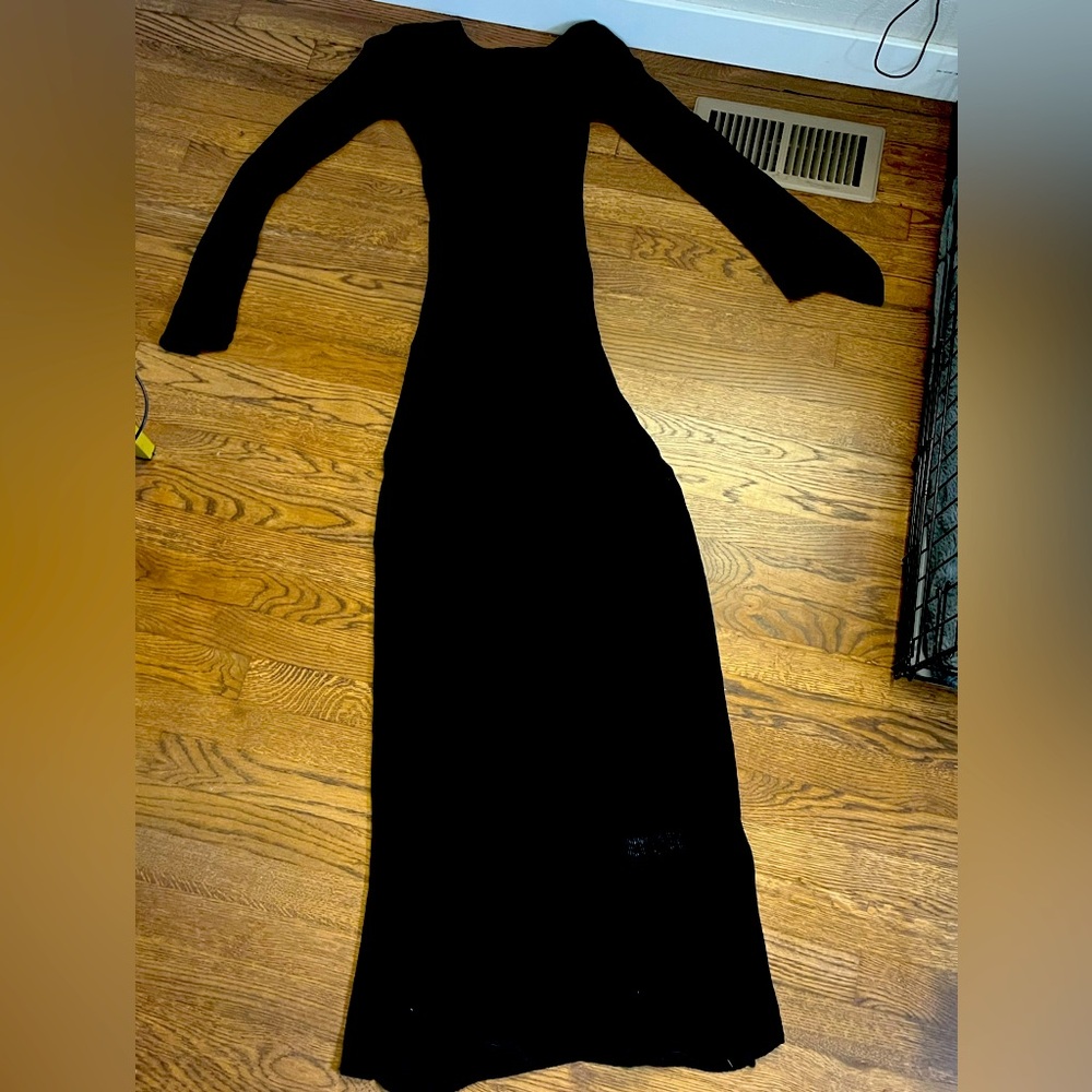 Black Crochet Backless Maxi Beach Dress. Size 6. Black.